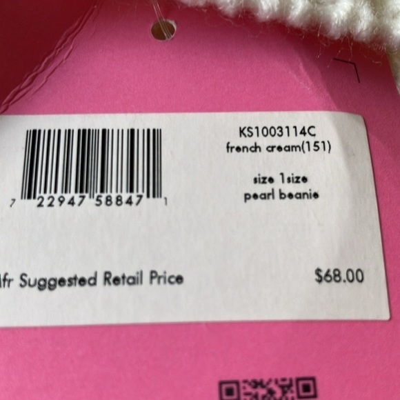 Kate Spade: French Cream Faux Pearl Beanie Hat- winter-one size - Picture 6 of 16